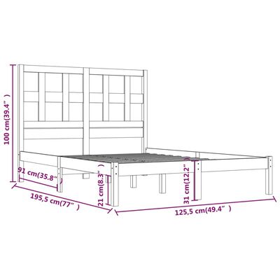 vidaXL Sengeramme svart heltre furu 120x190 cm Small Double