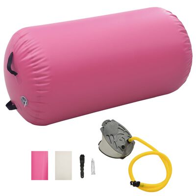 vidaXL Oppblåsbar gymnastikkrull med pumpe 120x75 cm PVC rosa