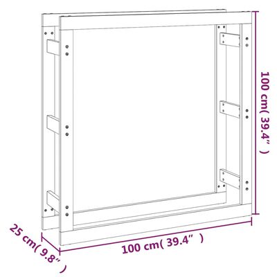 vidaXL Vedstativ grå 100x25x100 cm heltre furu