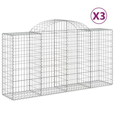 vidaXL Gabionkurver buede 3 stk 200x50x100/120 cm galvanisert jern