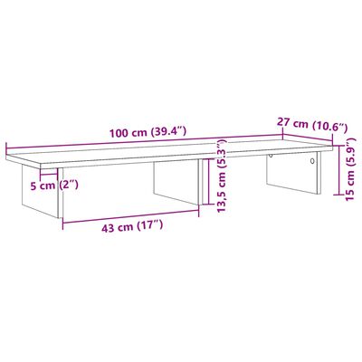 vidaXL Skjermstativ brun eik 100x27x15 cm konstruert tre