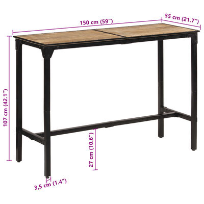 vidaXL Barbord 150x55x107 cm grovt heltre mangotre