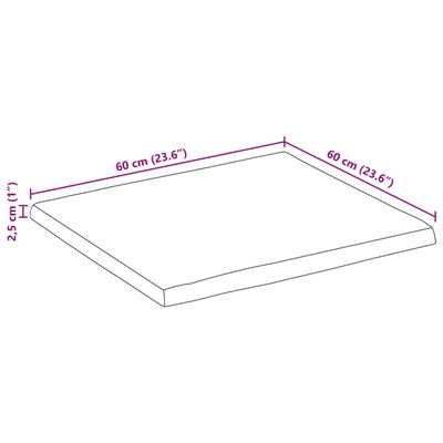 vidaXL Bordplate naturlig kant 60x60x2,5 cm grovt heltre mangotre