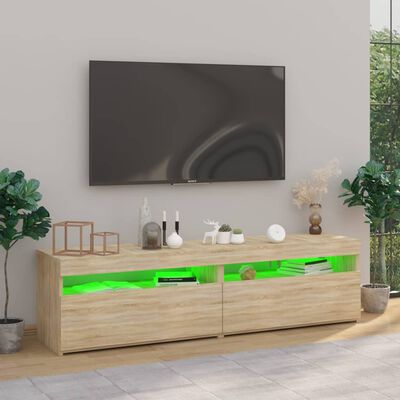 vidaXL TV-benker 2 stk med LED-lys sonoma eik 75x35x40 cm