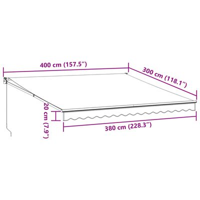 vidaXL Manuell uttrekkbar markise brun 400x300 cm