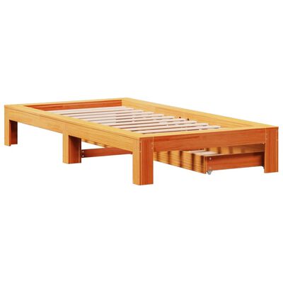 vidaXL Sengeramme uten madrass voksbrun 75x190 cm heltre furu