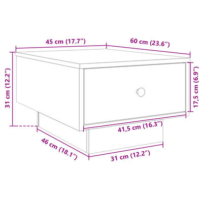 vidaXL Salongbord svart 60x45x31 cm konstruert tre