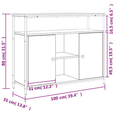 vidaXL Skjenk svart 100x35x80 cm konstruert tre