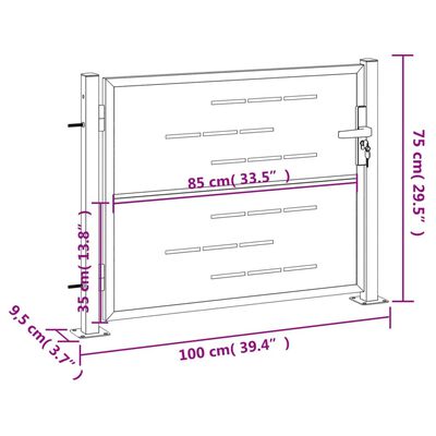 vidaXL Hageport 100x75 cm rustfritt stål