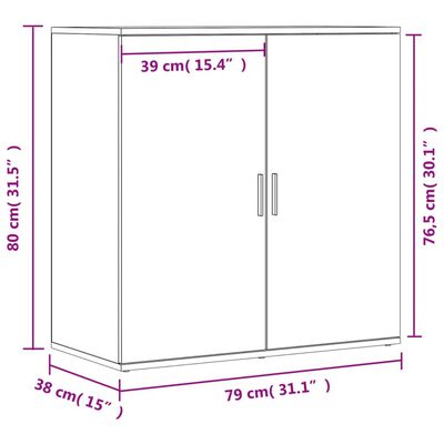 vidaXL Skjenk sonoma eik 79x38x80 cm konstruert tre