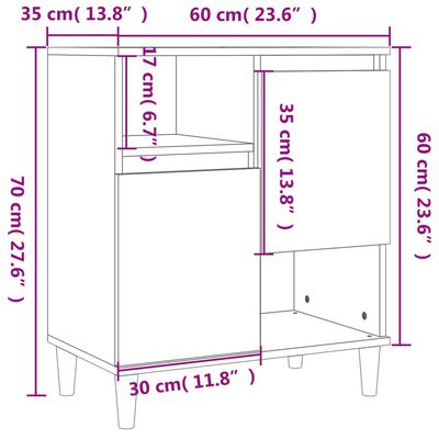 vidaXL Skjenk betonggrå 60x35x70 cm konstruert tre