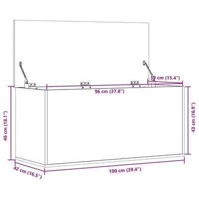 vidaXL Oppbevaringsboks grå sonoma 100x42x46 cm konstruert tre