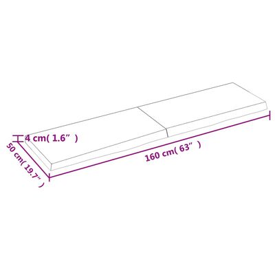 vidaXL Benkeplate til bad 160x50x4 cm ubehandlet heltre