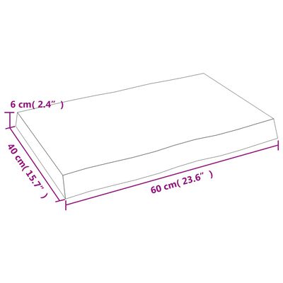 vidaXL Bordplate 60x40x(2-6) cm ubehandlet heltre eik naturlig kant