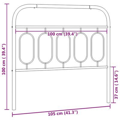 vidaXL Sengegavl i metall hvit 100 cm