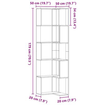 vidaXL Bokhylle hjørne 5 lag sonoma eik 50x50x179 cm konstruert tre