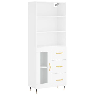 vidaXL Highboard hvit 69,5x34x180 cm konstruert tre