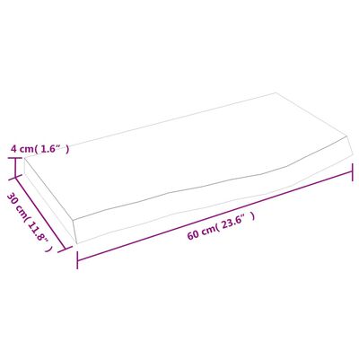 vidaXL Benkeplate til bad mørkebrun 60x30x(2-4) cm behandlet heltre