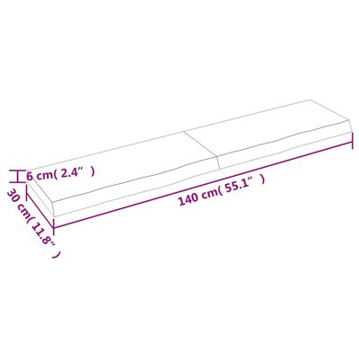 vidaXL Benkeplate til bad mørkebrun 140x30x(2-6) cm behandlet heltre