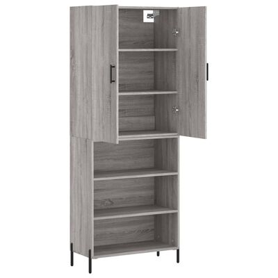 vidaXL Highboard grå sonoma 69,5x34x180 cm konstruert tre