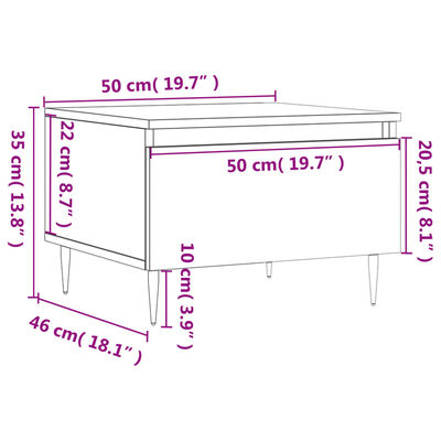 vidaXL Salongbord røkt eik 50x46x35 cm konstruert tre