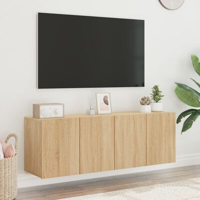 vidaXL Veggmonterte TV-benker 2 stk sonoma eik 60x30x41 cm
