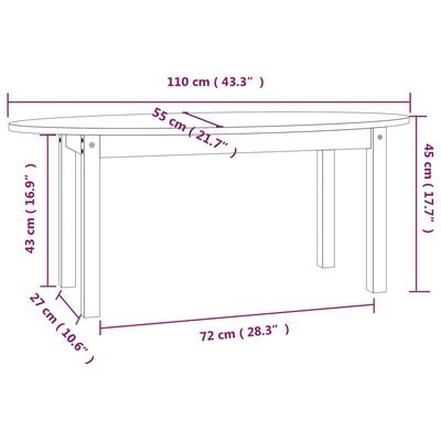 vidaXL Salongbord svart 110x55x45 cm heltre furu