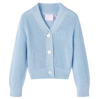 Cardigan for barn strikket blå 92