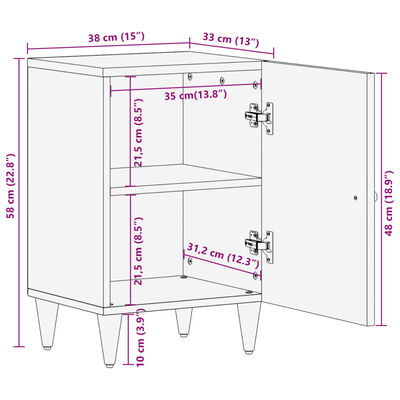 vidaXL Baderomsskap 38x33x58 cm heltre mango