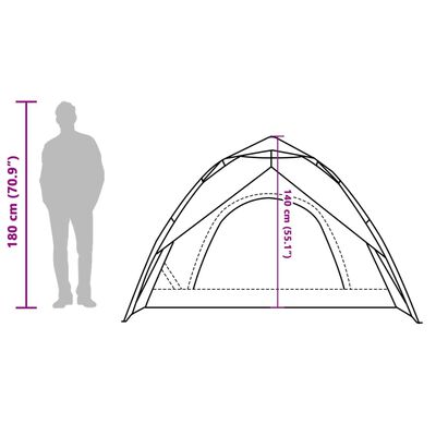 vidaXL Kuppeltelt for camping 4 personer grønn hurtigutløser