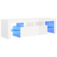 vidaXL TV-benk med LED-lys høyglans hvit 140x36,5x40 cm