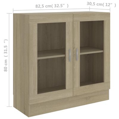 vidaXL Vitrine sonoma eik 82,5x30,5x80 cm konstruert tre