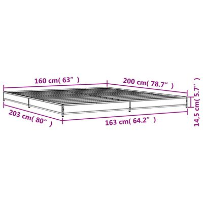 vidaXL Sengeramme brun eik 160x200 cm konstruert tre og metall