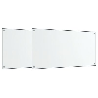 vidaXL Kjøkkenplater 2 stk gjennomsiktig 80x50 cm herdet glass