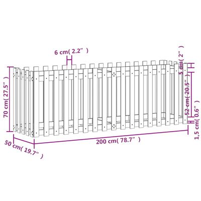 vidaXL Plantekasse med gjerdedesign 200x50x70 cm impregnert furu