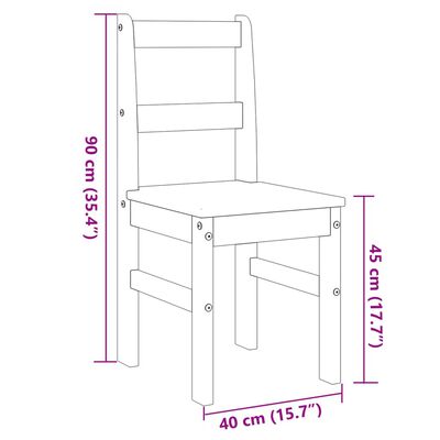 vidaXL Spisestoler 2 stk Panama 40x46x90 cm heltre furu