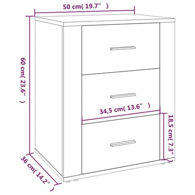 vidaXL Nattbord svart 50x36x60 cm konstruert tre