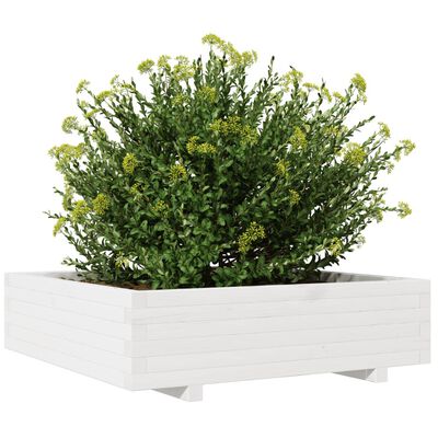 vidaXL Plantekasse hvit 90x90x26,5 cm heltre furu