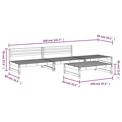 vidaXL Hagesofagruppe 4 deler honningbrun heltre furu