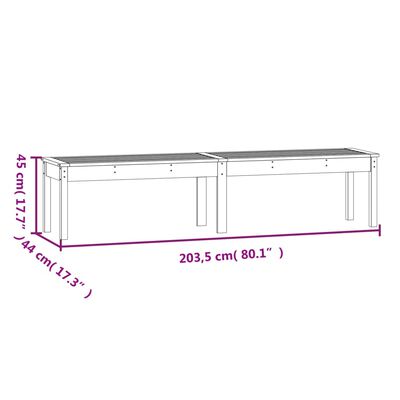 vidaXL Hagebenk 2 seter grå 203,5x44x45 cm heltre furu