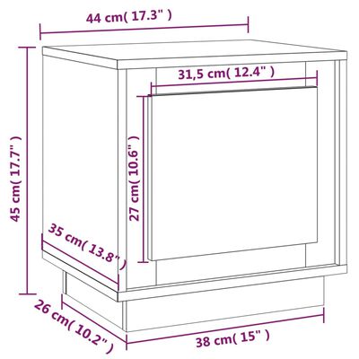 vidaXL Nattbord svart 44x35x45 cm konstruert tre