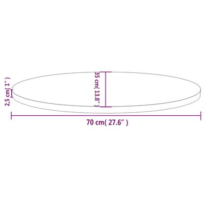 vidaXL Bordplate 70x35x2,5 cm heltre furu oval