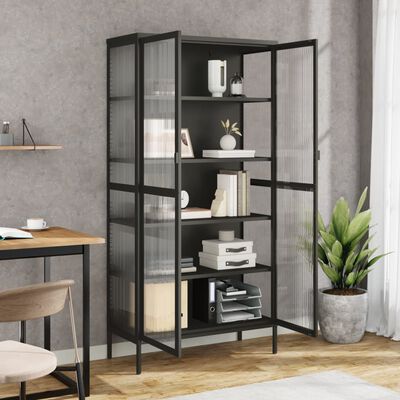 vidaXL Highboard svart 85x40x180 cm glass og stål