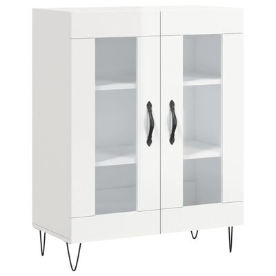 vidaXL Highboard høyglans hvit 69,5x34x180 cm konstruert tre