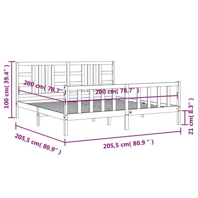 vidaXL Sengeramme med hodegavl hvit 200x200 cm heltre