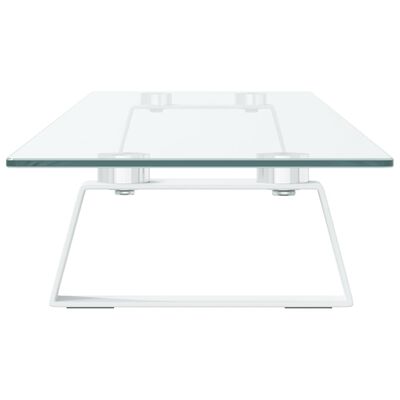 vidaXL Skjermstativ hvit 100x20x8 cm herdet glass og metall