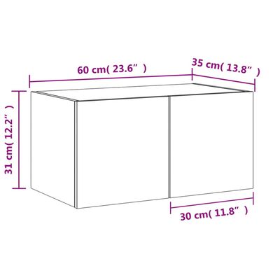 vidaXL Vegghengt TV-benk med LED hvit 60x35x31 cm