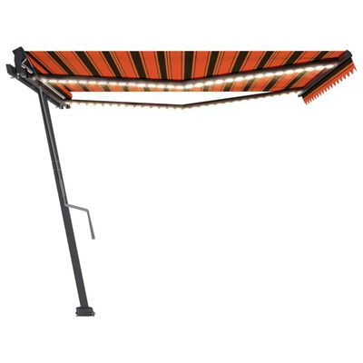 vidaXL Manuell uttrekkbar markise med LED 450x350 cm oransje og brun