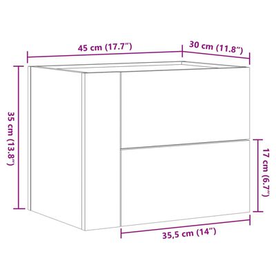 vidaXL Veggmonterte nattbord 2 stk svart 45x30x35 cm