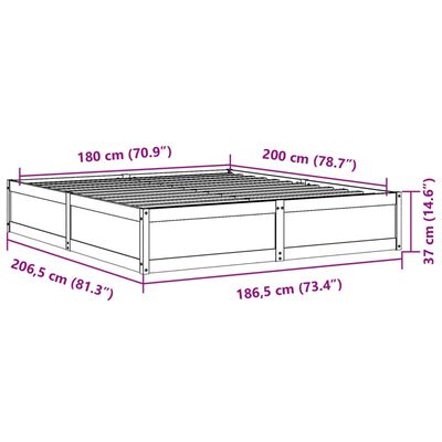 vidaXL Sengeramme 180x200 cm heltre furu